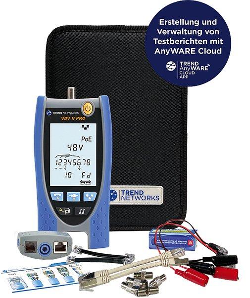 VDV II Pro, VDV II Pro – Verdrahtungsprüfung mit TDR/Link-Speed-Erkennung bis 10G, Bluetooth-/Report-Funktion