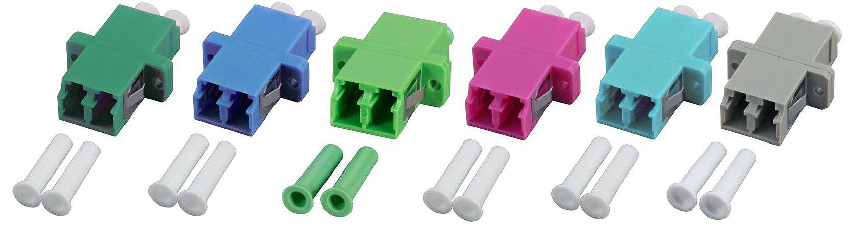 NFOKULCDXMMOM3.01, Kunststoff Kupplung LC Duplex MM aqua, Keramikhülse