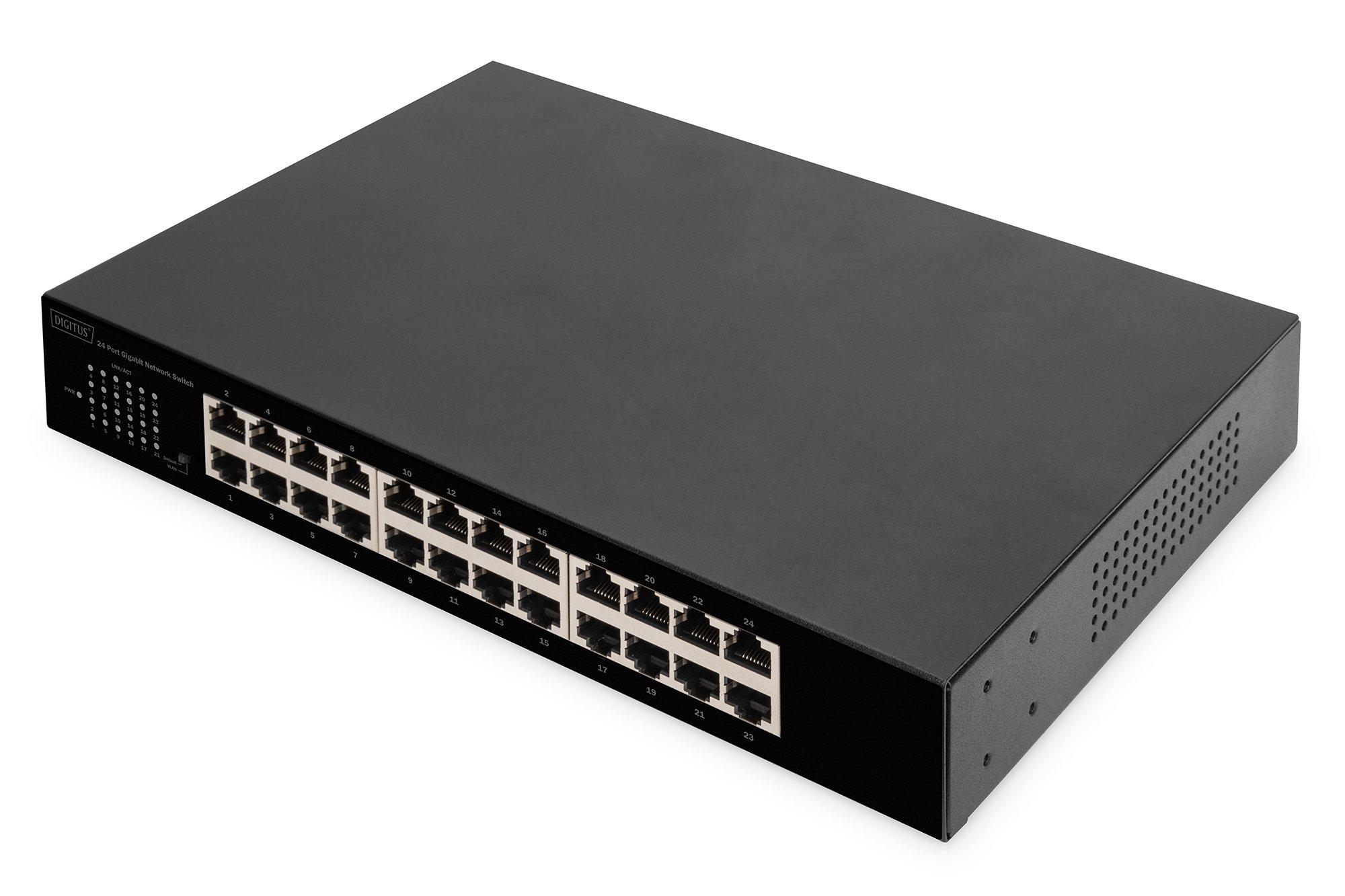 NNETSWGBE24UM19.02, 19 Netzwerk-Switch, 24-Port Gigabit, inkl. Befestigung für 19 Zoll-Montage, Unmanaged