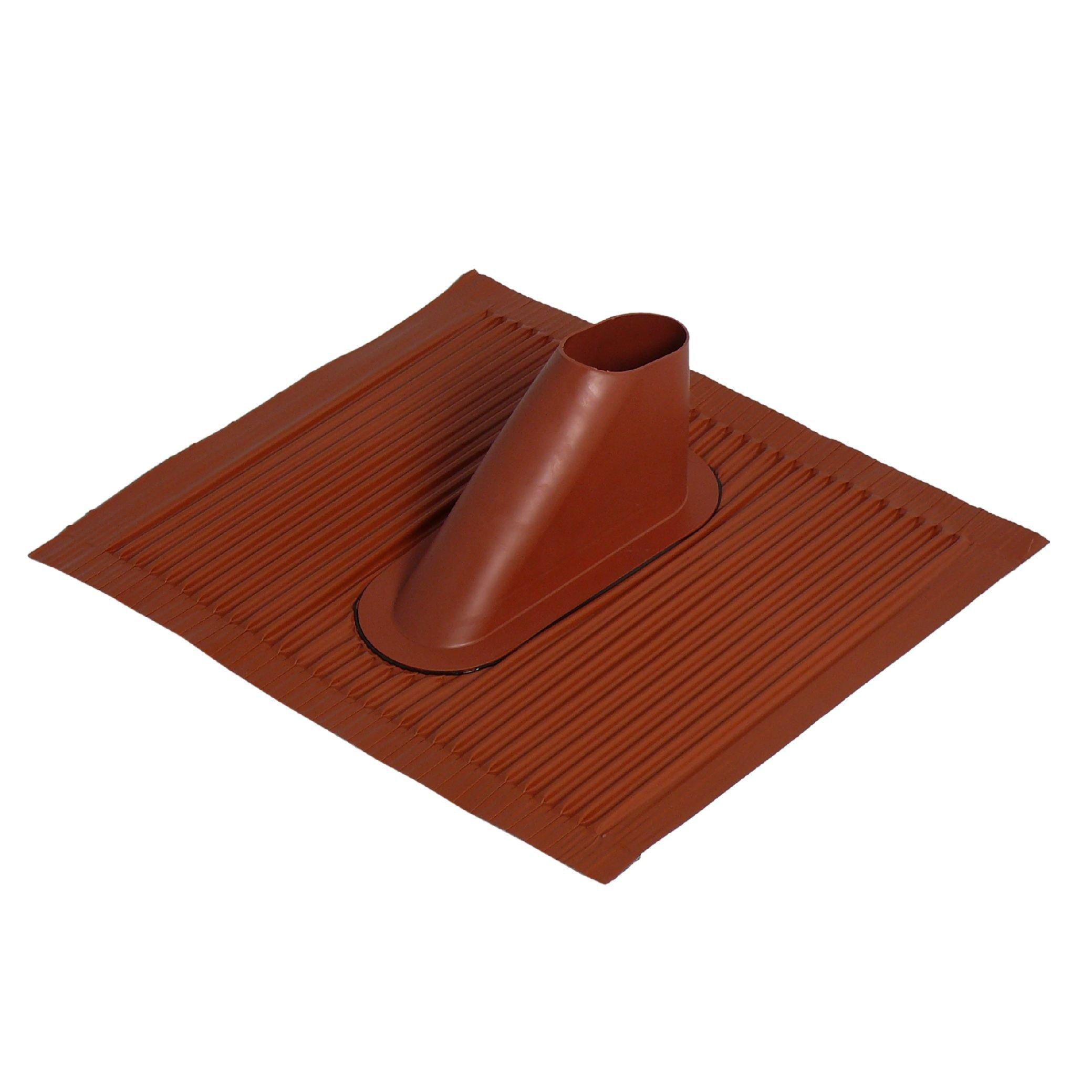 TMA 103, Universal Dachabdeckung, 450 x 500 mm ziegelrot , Stutzen aus Kunststoff, Platte aus Alluminium (Kunststoffbeschichtet), für Rohre Ø bis 60 m  -