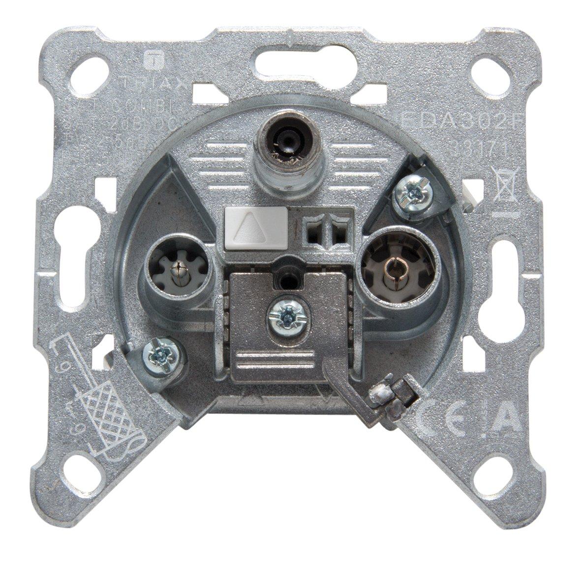 EDA 302 F, 3-fach Einzeldose, SAT/BK, 5-2400 MHz, DC-Durchlass über SAT-Anschluss, für Stichleitungen vom Multischalter. TV, SAT, Anschlussdämpfung 2 dB -