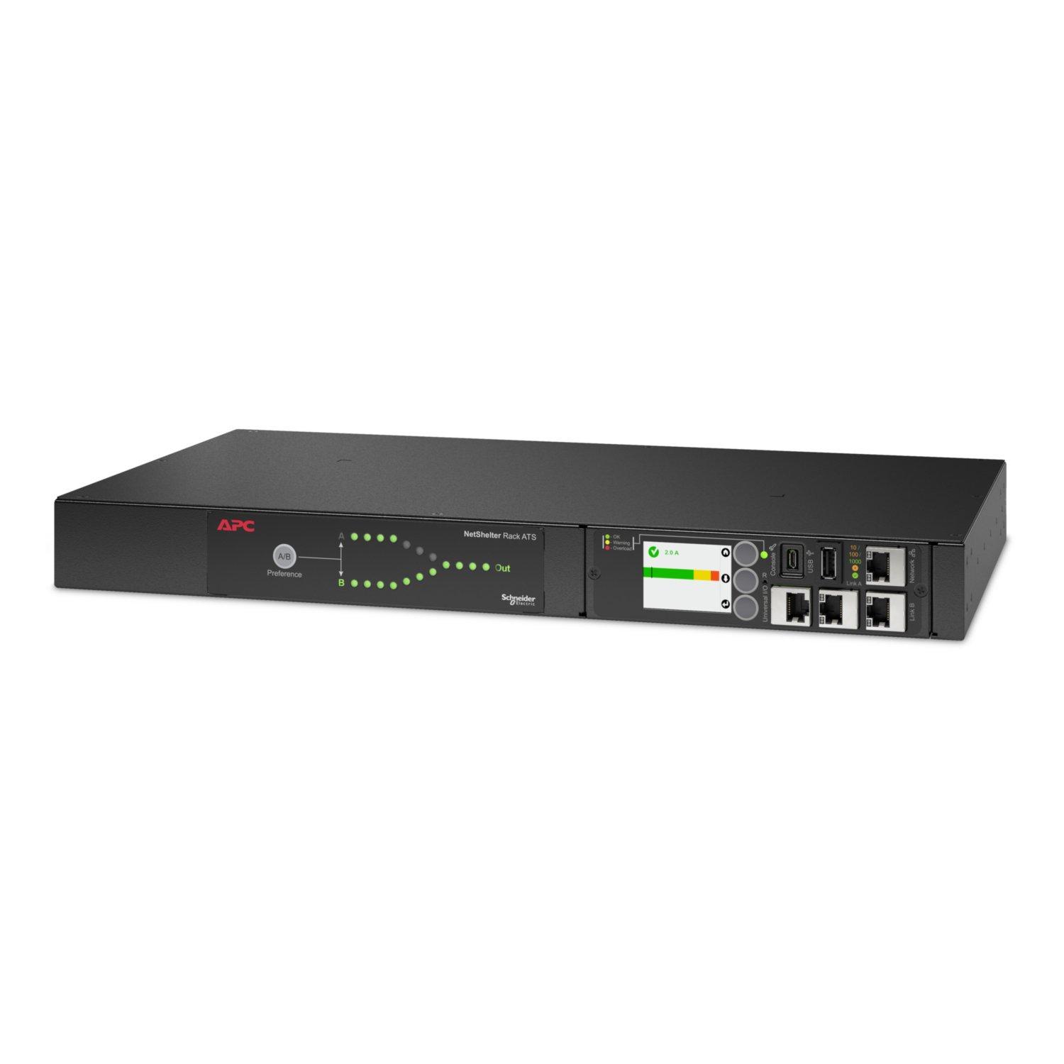 AP4421A, APC Netshelter Rack Automatic Transfer Switch, 1HE, 10A, 230V, C14 IN, 12 C13 OUT, 50/60Hz