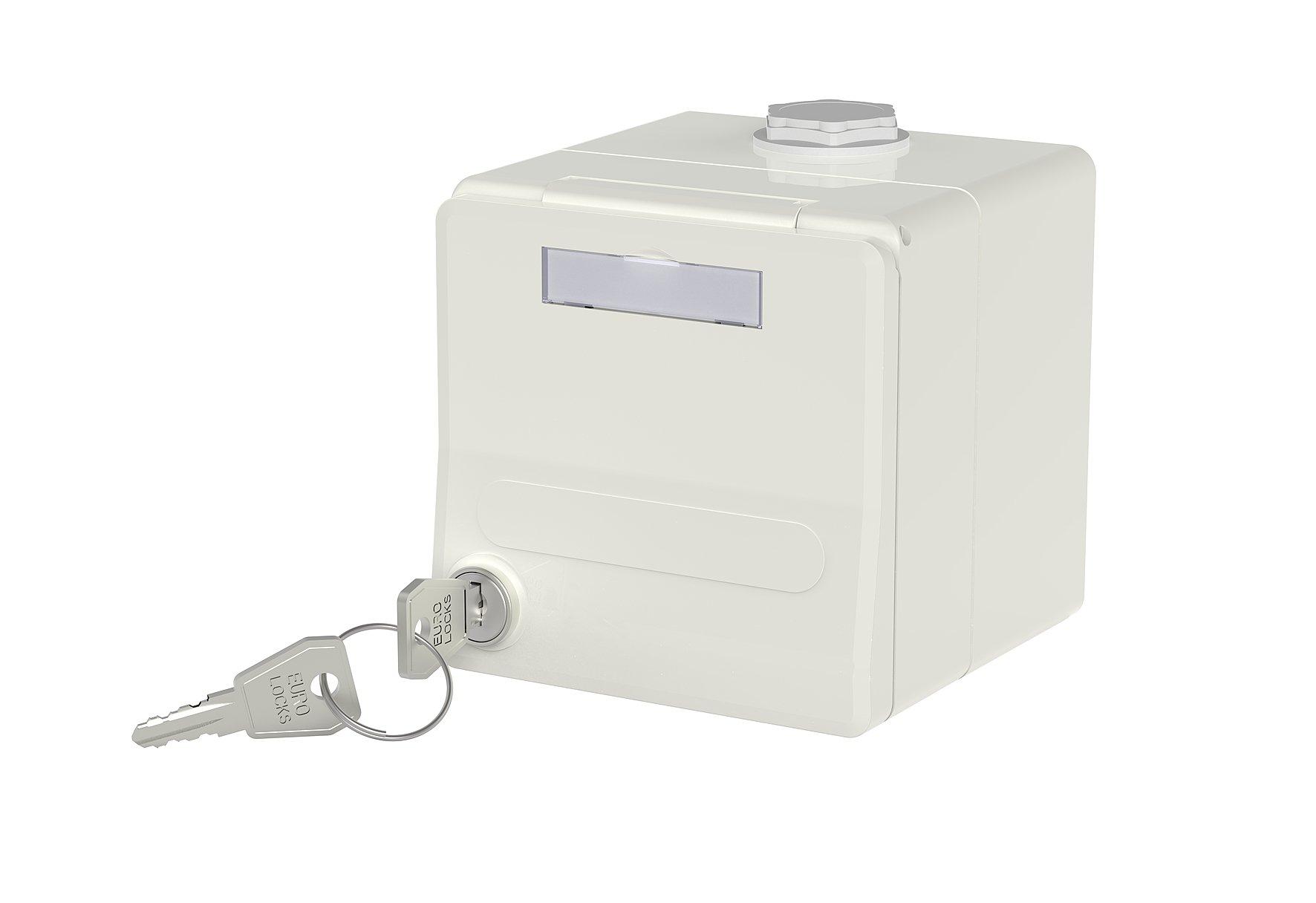 1309470002-I, IP44 Modul-Aufputz-Gehäuse mit Klappdeckel und Schloss, reinweiß, 2 Port unbestückt für MC Modul