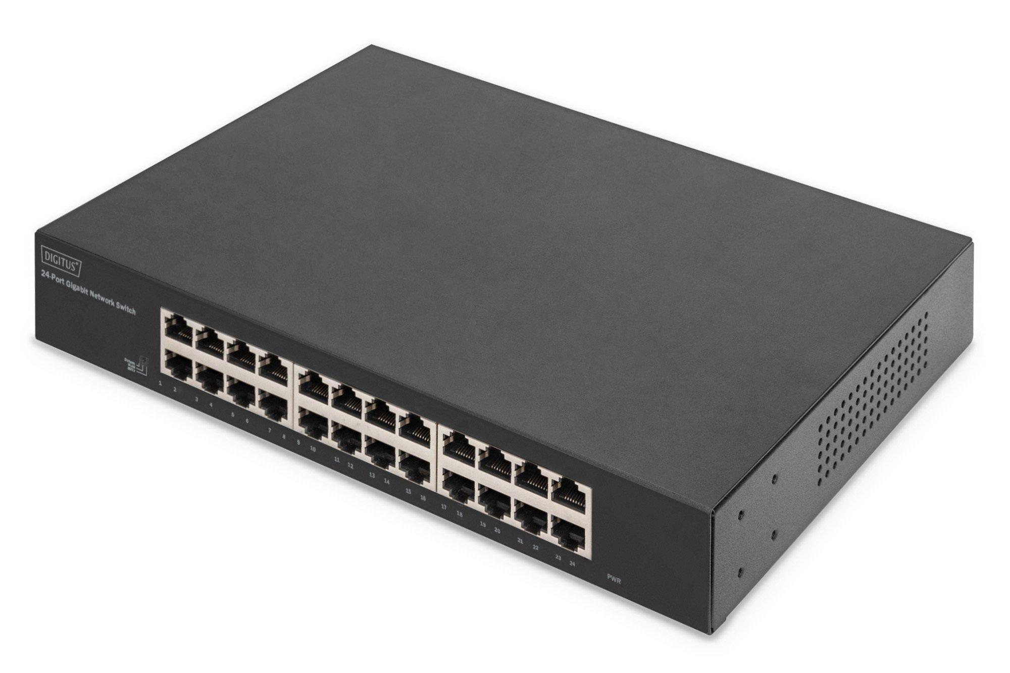 DN-80113-2, 19 Netzwerk-Switch, 24-Port Gigabit, inkl. Befestigung für 19 Zoll-Montage, Unmanaged