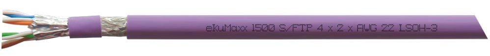 ekuMaxx1500, Cat7A+, 2x(4x2xAWG22/1) vio. 500m Dca, Kat.7A+ Installationskabel ekuMaxx 1500 Pro LSOH-3, Innenverkabelung, AWG22/1 flammwidrig ISO/IEC 60332-3-24