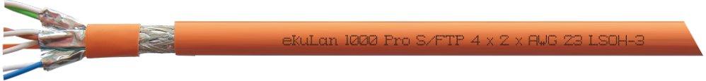 ekuLan1000Pro C7A GHMTPVP 4x2xAWG23/1 or 1000m Dca, Kat.7A Installationskabel ekuLan 1000 Pro LSOH-3, Innenverkabelung,  AWG23/1 flammwidrig ISO/IEC 60332-3-24