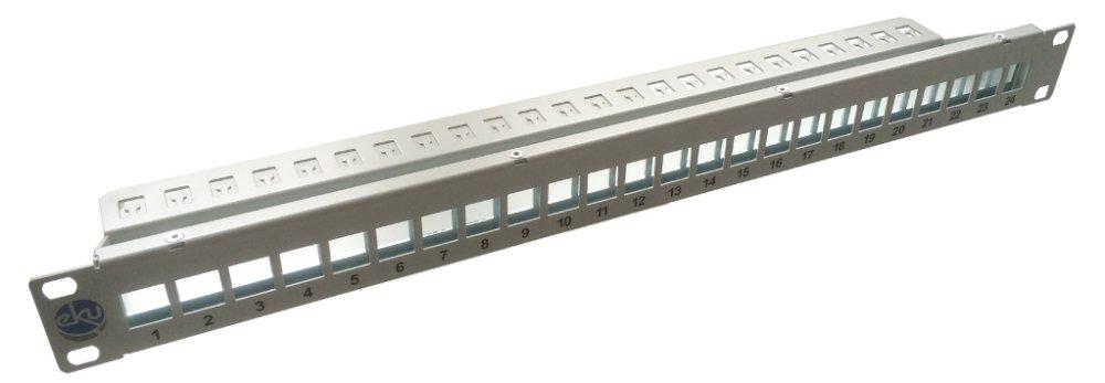 eku E-Stone Leerpanel f. 24 Module + Abfang, grau, 19 Verteilerfeld für E-Stone Module, Keystone, Stahlblech