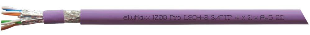 ekuMaxx1200Pro C7A GHMTPVP 4x2xAWG22/1, 1000m, Dca, Kat.7A Installationskabel ekuMaxx 1200 Pro LSOH-3, Innenverkabelung, AWG22/1 flammwidrig ISO/IEC 60332-3-24