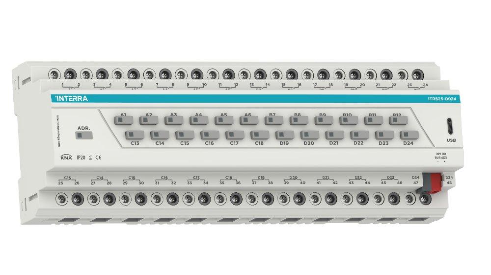 ITR525-0024, Interra Combo PLUS KNX Aktor – 24-Kanal 16 A – Beleuchtung – Jalousie/Rollladen – Fußbodenheizung – Fan-Coil 2/4