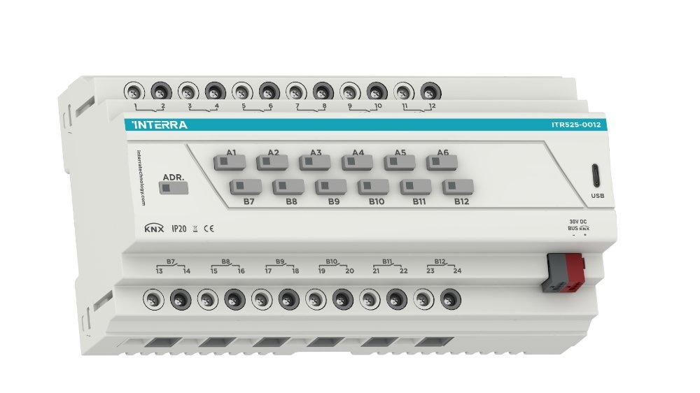 ITR525-0012, Interra Combo PLUS KNX Aktor – 12-Kanal 16 A – Beleuchtung – Jalousie/Rollladen – Fußbodenheizung – Fan-Coil 2/4