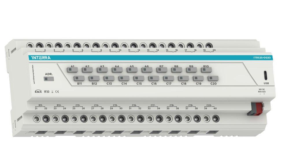 ITR525-0020, Interra Combo PLUS KNX Aktor – 20-Kanal 16 A – Beleuchtung – Jalousie/Rollladen – Fußbodenheizung – Fan-Coil 2/4