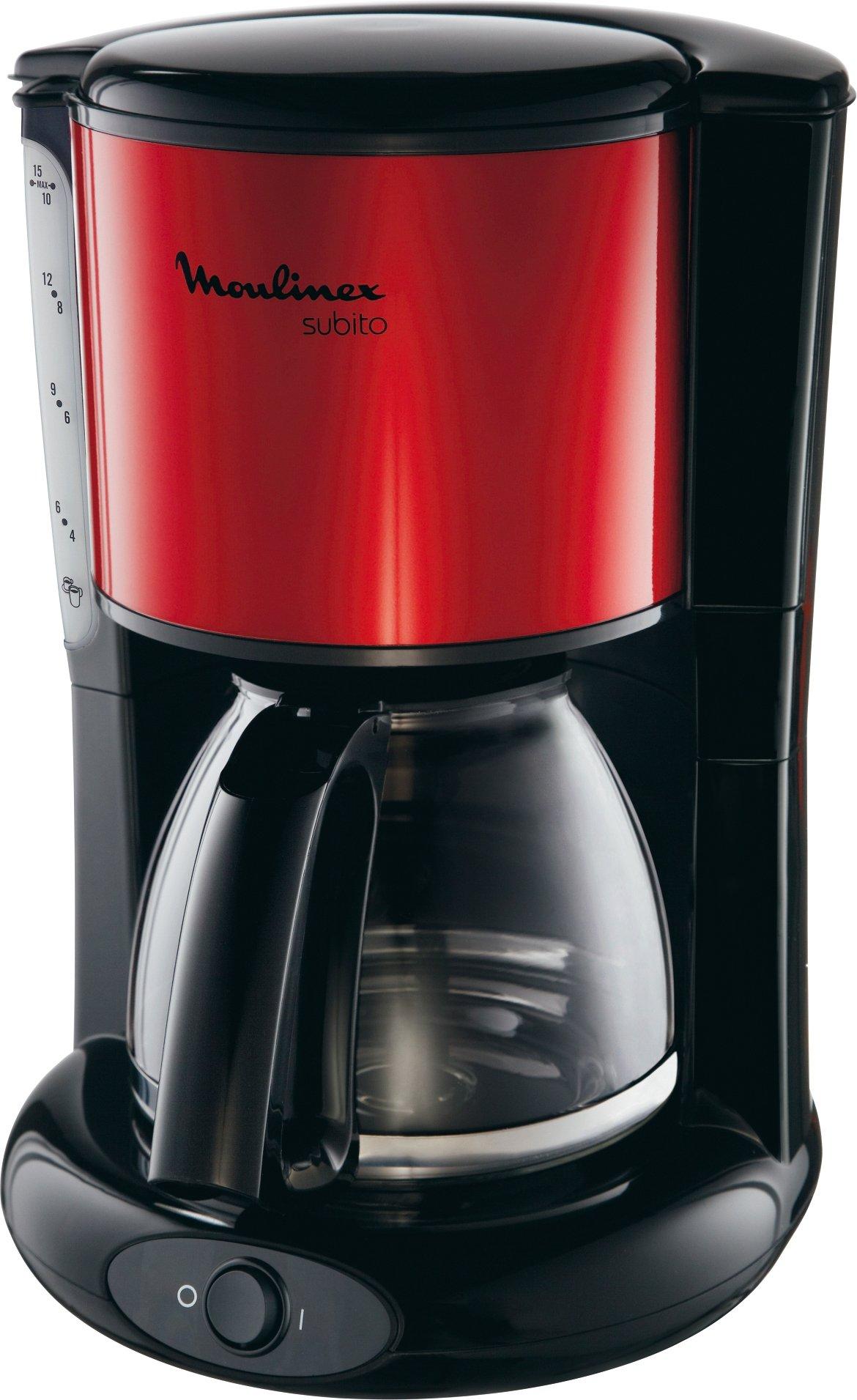 FG360D, Glas-Kaffeemaschine Subito, Metallic-Rot/Schwarz