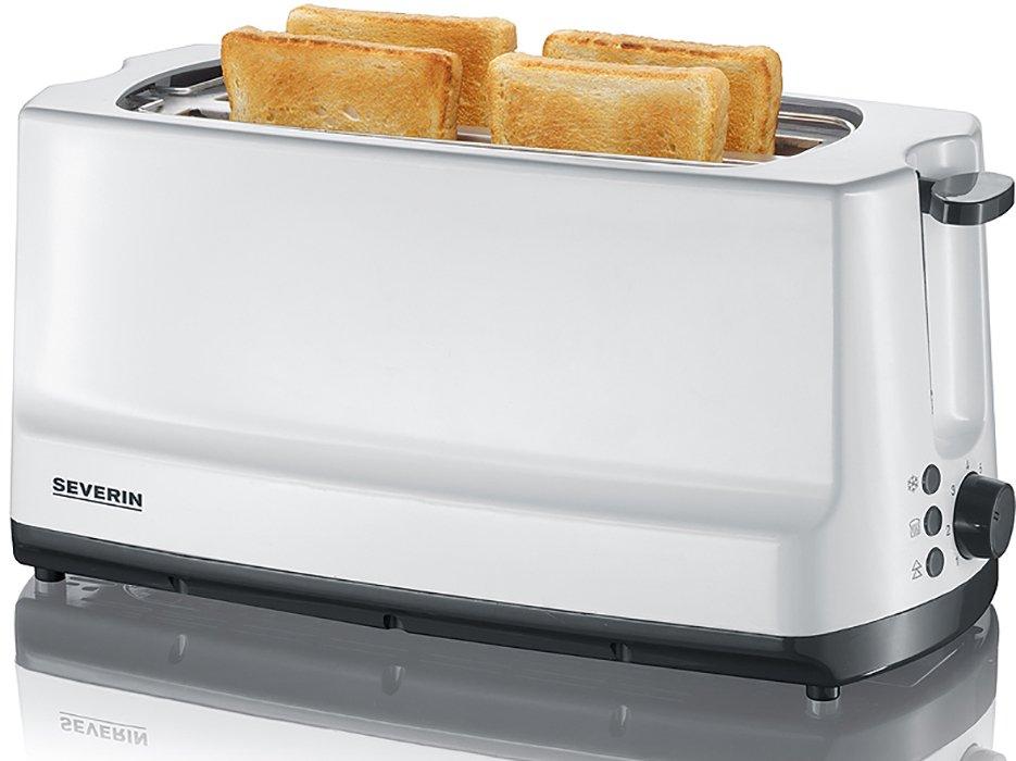AT2234, Langschlitztoaster, ca. 1400 W, 4 Scheiben, integrierter Brötchen-Röstaufsatz, Defroster-Stufe - Aufwärm-Stufe - Auslösetaste jeweils mit Kontrollleuc