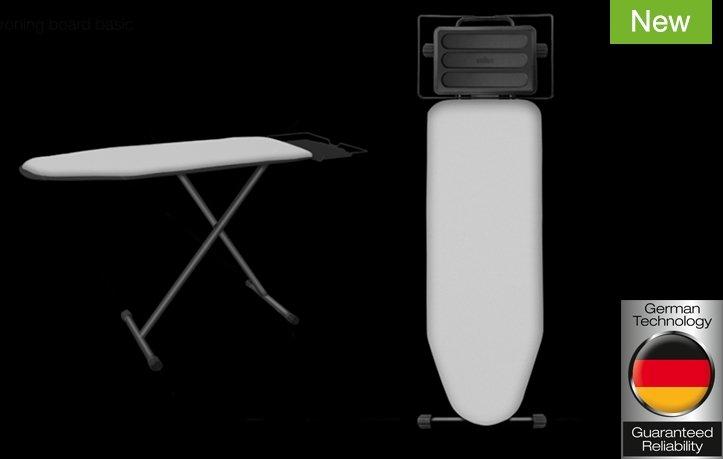 IB 3001 BK, BÜGELBRETT CARESTYLE / TEXSTYLE Matt schwarzes Gestell/  perlgrauer Bezug, dampfdurchlässige Oberfläche, große Bügelfläche (122 x 40 cm), Höhe verstel