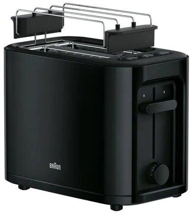 HT 3010 BK, PUREASE 1.000 W, Doppelschlitztoaster, schwarz, automatische Brotzentrierung, Auftaufunktion, Stopptaste, Aufwärmfunktion, wärmeisoliertes Gehäuse, Kr