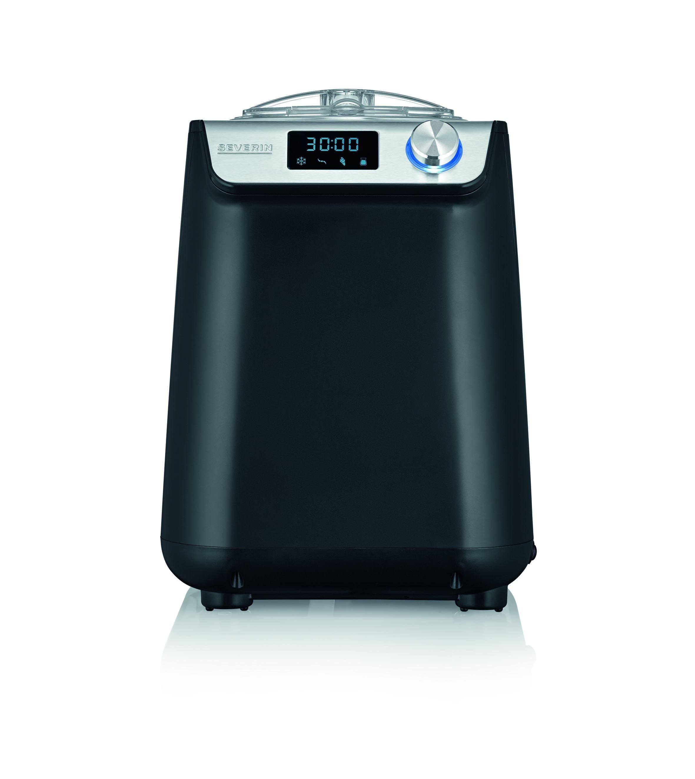 EZ7407, Kompakt-Eismaschine mit Kompressor, 1.2l Fassungsvermögen, hochwertiges Gehäuse mit Edelstahl-Applikation, innovative Joghurt-Funktion, moderne und üb