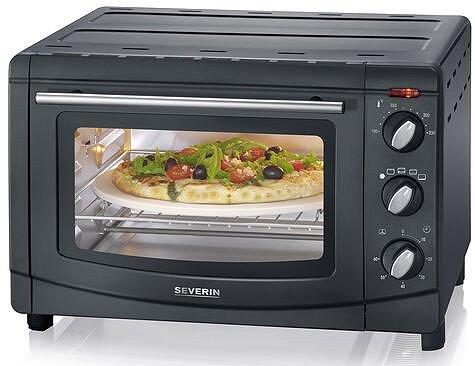 TO2068, Back-und Toastofen mit Umluftfunktion, ca. 1500 W, ca. 20 l, Drehspieß, Pizzastein 29 cm, Innenraumbeleuchtung, schwarz / Edelstahl-gebürstet