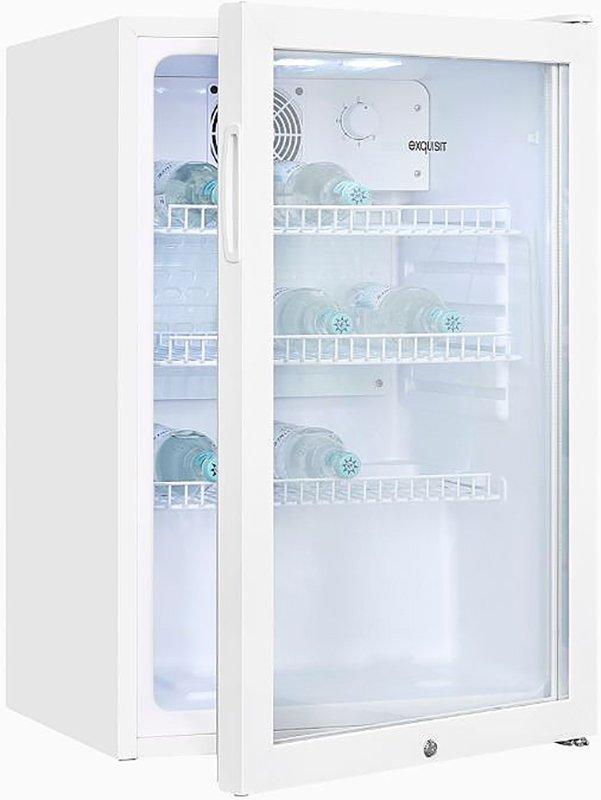 GKS120-GT-160C weiss, Glastürkühlschrank, Standgerät, Innenbeleuchtung, Temperaturregelung Manuell, Türanschlag wechselbar, Glasablage/verstellbar:  3 / 0, Weiß