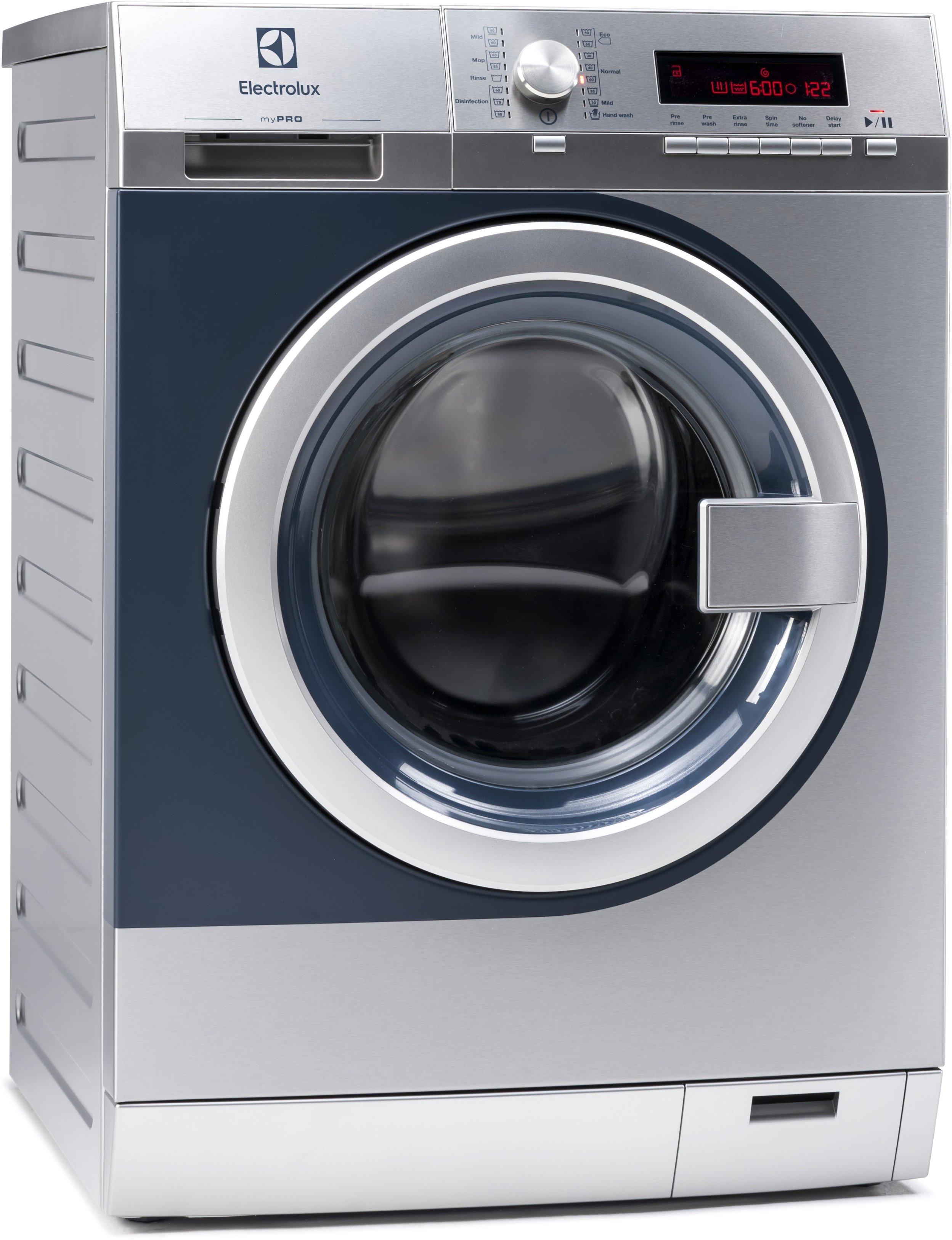 WE170V, myPRO Smartprofessionelle Waschmaschine WE170V 8Kg Ventil 230-240/50/1N 2,2KW DE Schuko Inox/Dunkelblau