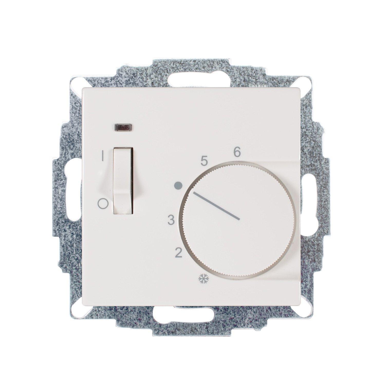 RTR-5513(rg), Thermostat UP reinweiß glanz 55x55 230V Öffner Schalter EIN/AUS
