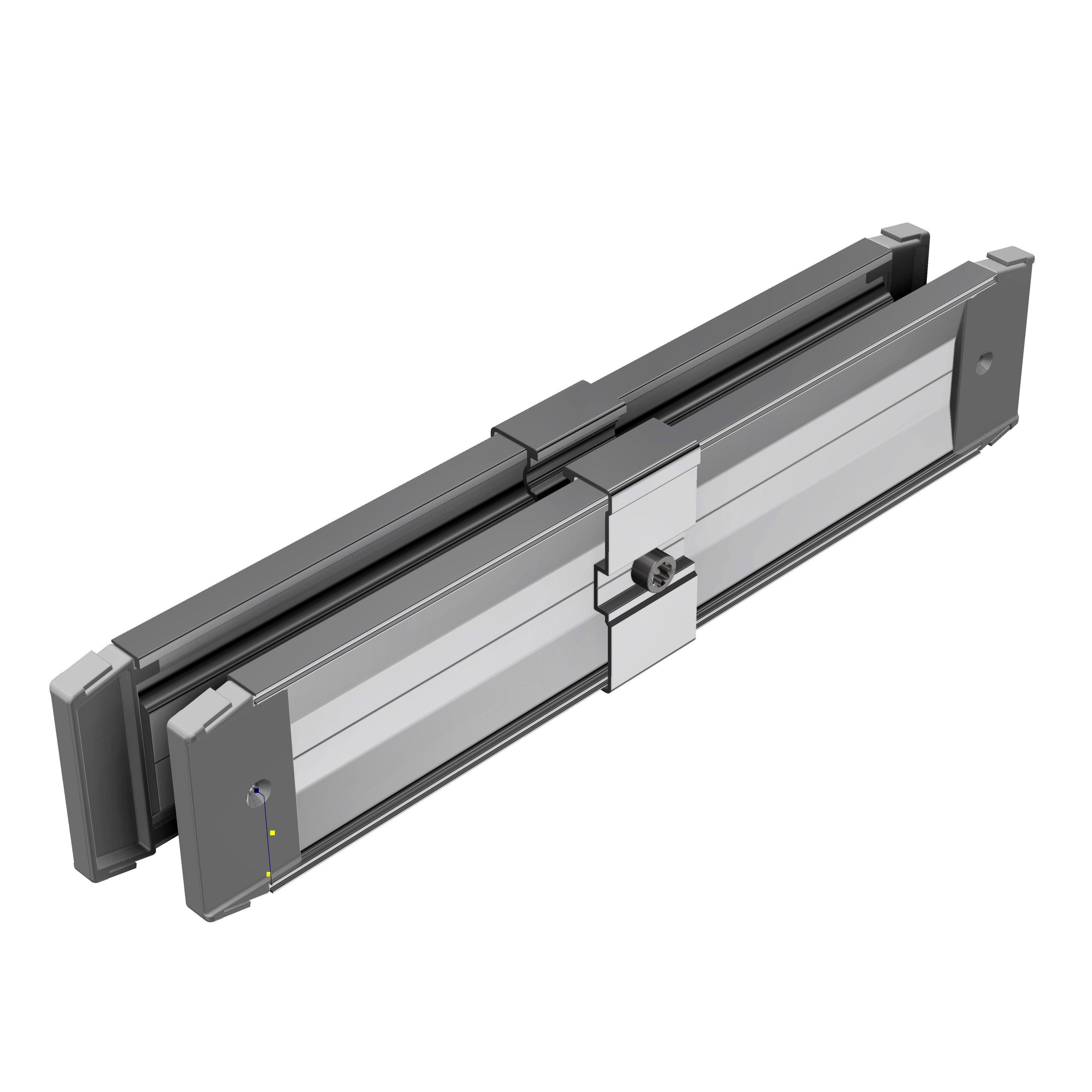 81160-02, Innenverbinder RAIL 2.0 zur robusten Längsverbindung von Tragschienen, ohne Außenkonstruktion, Alu blank oder schwarz, vormontiert, Torx 40.