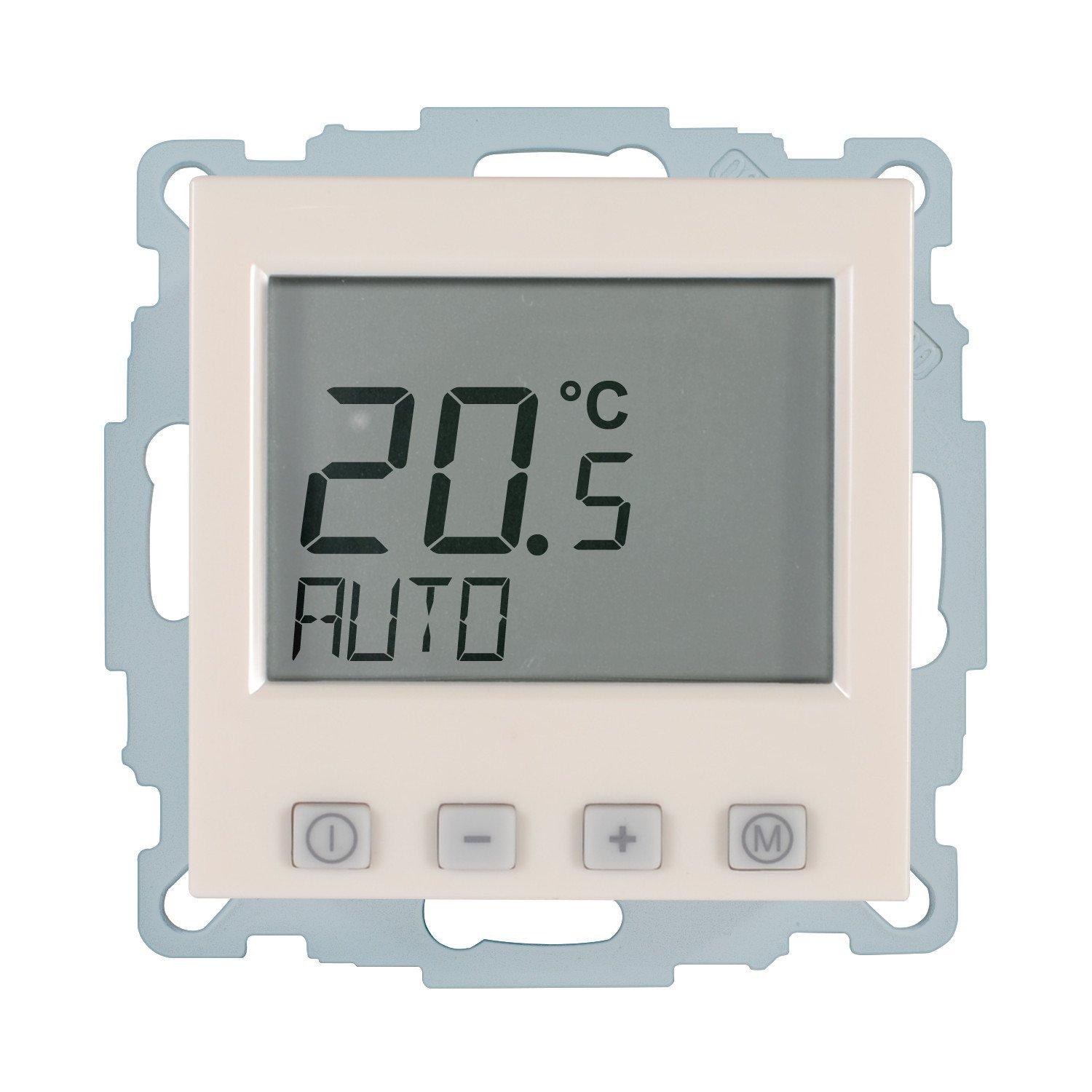 EFK-55(cg), Thermostat mit Fühler UP cremeweiß glanz 55x55 230V Display mit Uhr