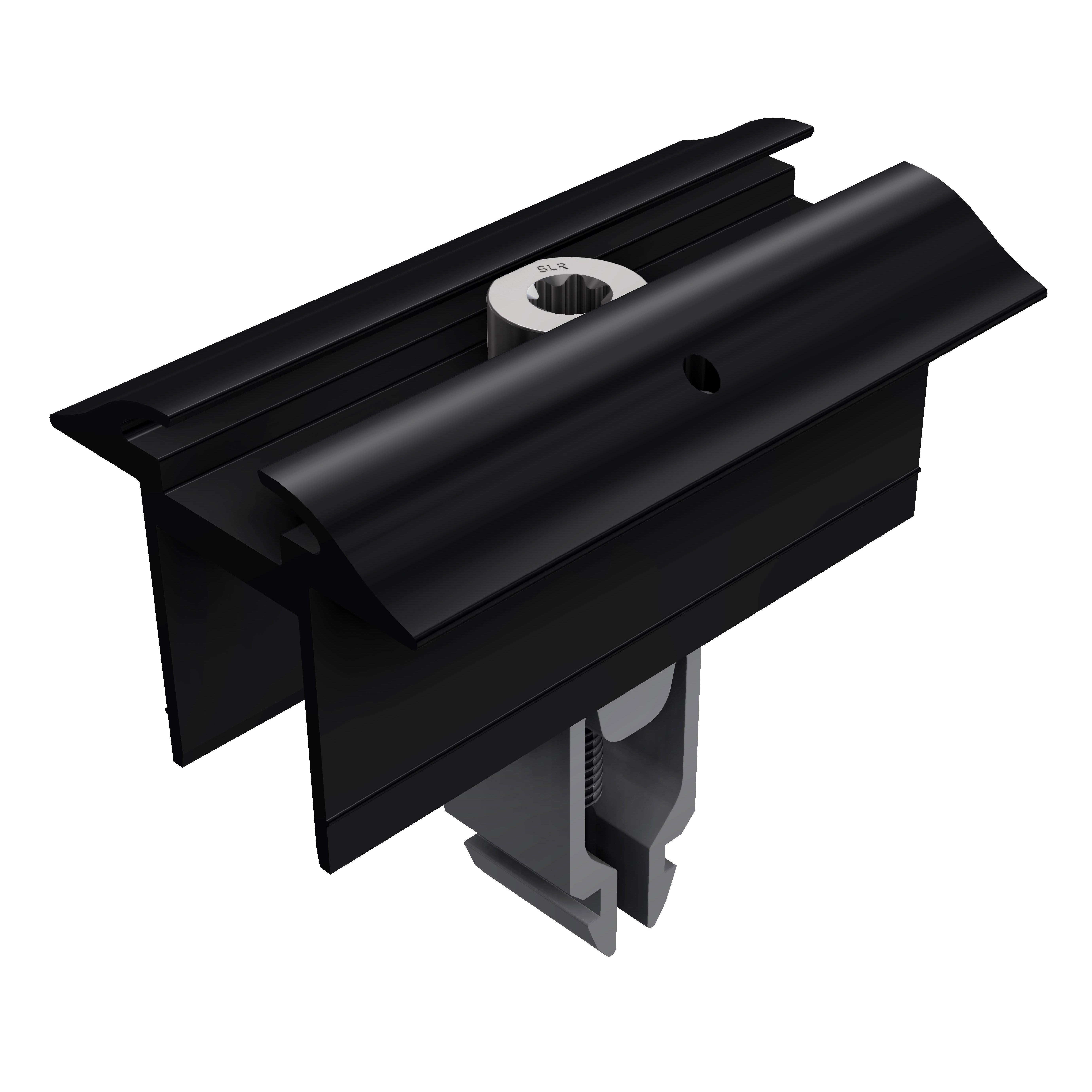 96160-01, Mittelklemme mit Erdung, schwarz eloxiert