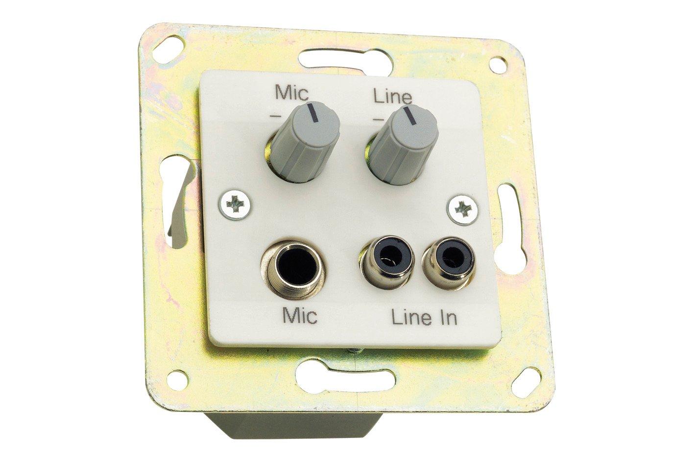 PREAMPUP, PREAMP UP, weiß Vorverstärker mit getrennt regelbarem Mikrofon-/Lineeingang, inkl. 50x50mm Abdeckplatte.