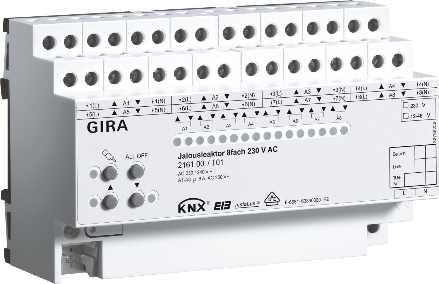 Jalousieaktor 8-fach 230V AC KNX/EIB REG