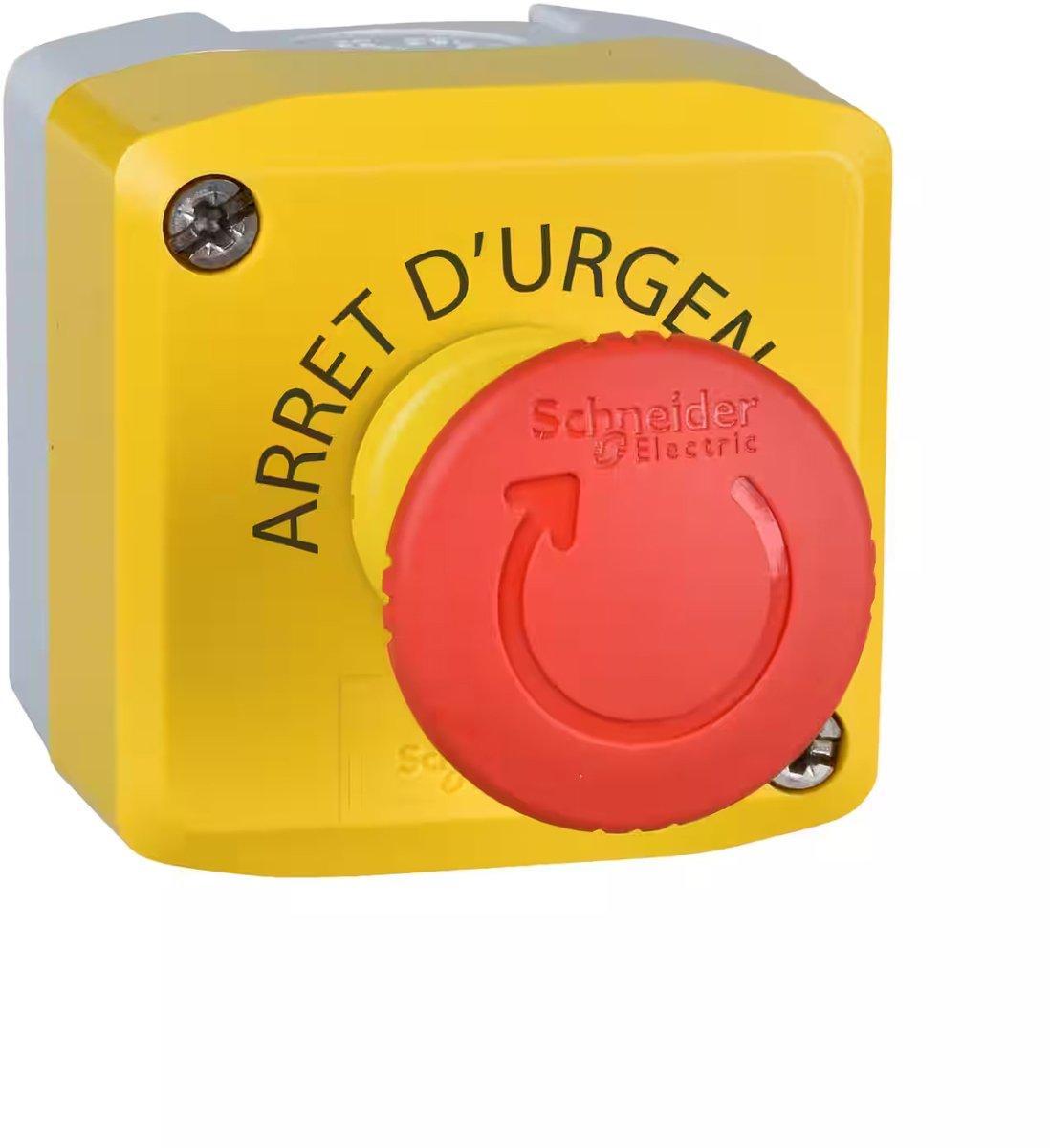 Aufbaugehäuse Harmony XALK hellgrau gelb 1 Not-Aus-Schalter Drehentriegel. 2Ö+1S