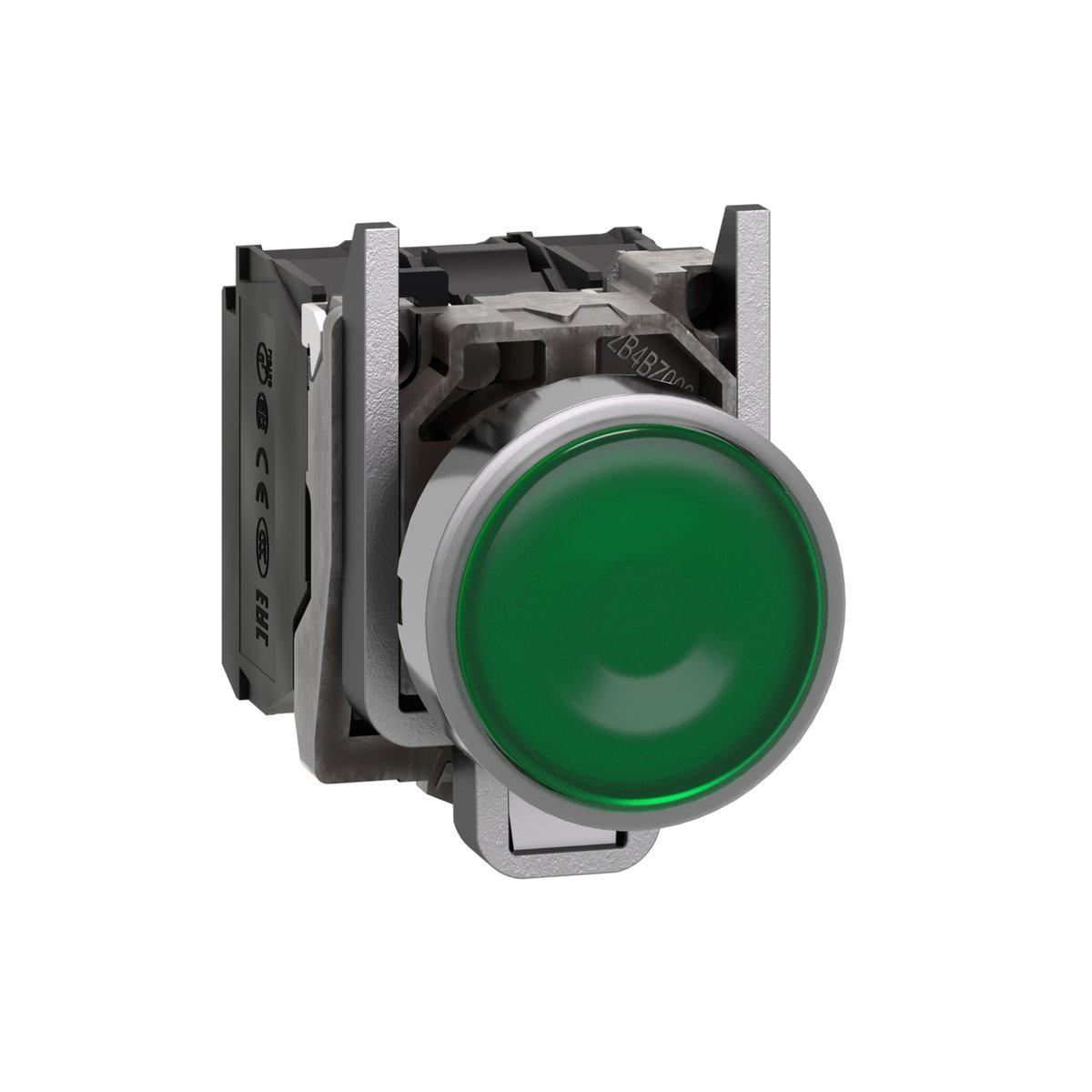 Leuchtdrucktaster Harmony XB4 22mm grün universelle LED glatte Kalotte 1S+1Ö 24V