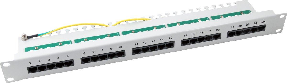 Patchpanel 25xRJ45 8/4 1HE ISDN RAL7035 Kat3