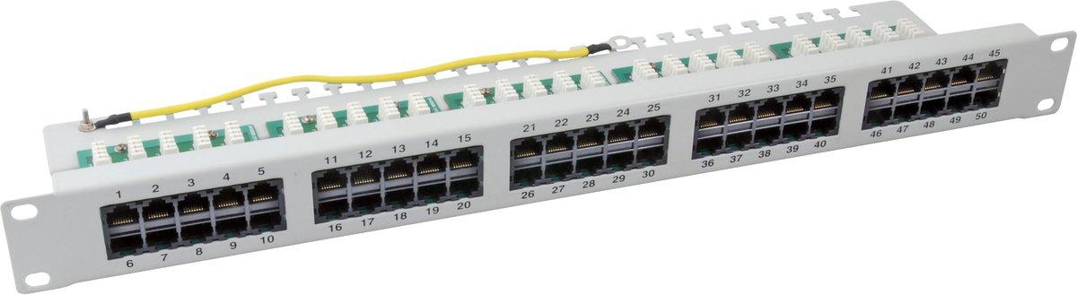 Patchpanel 50xRJ45 8/4 1HE ISDN RAL7035 Kat3