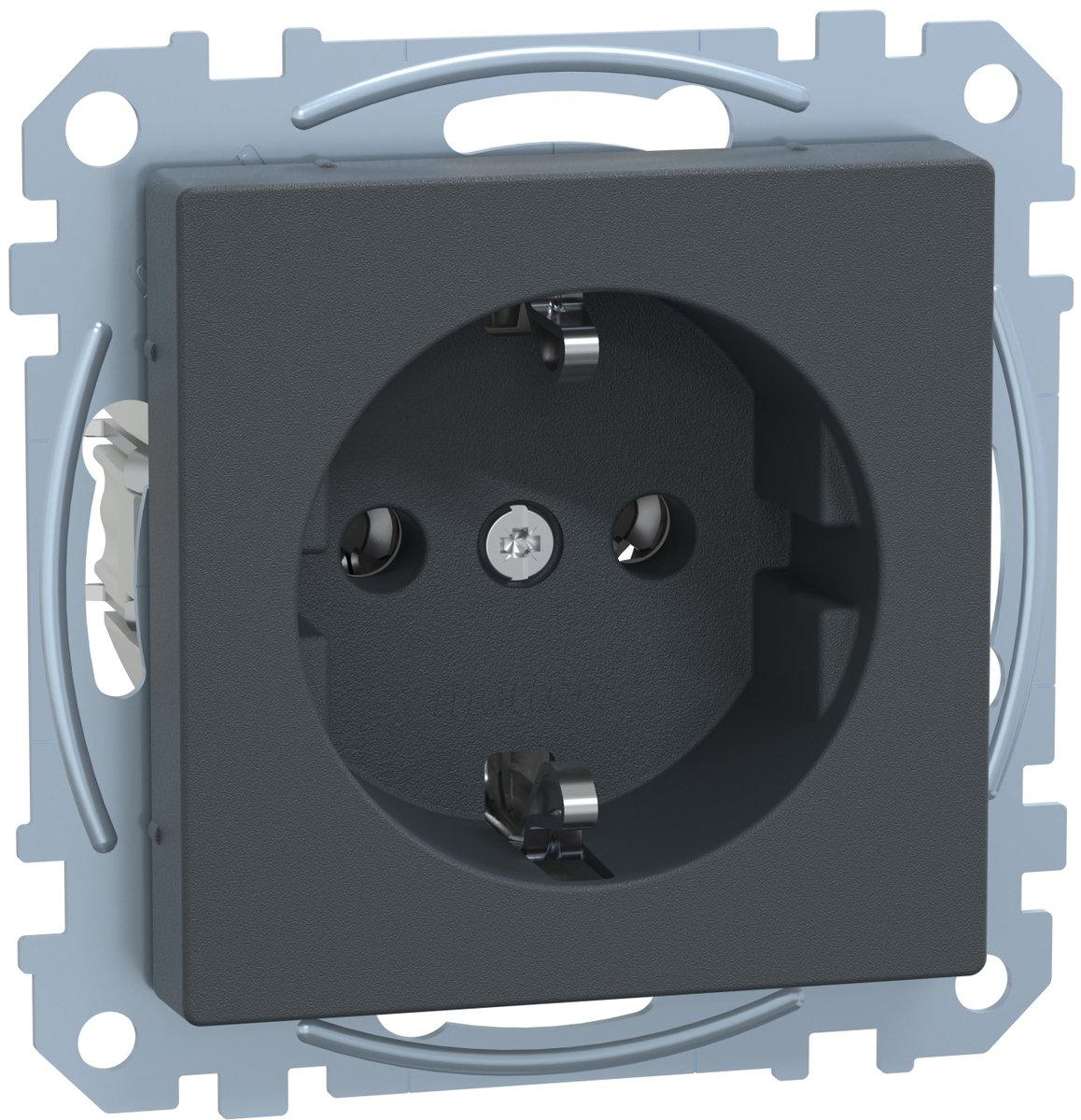 SCHUKO-Steckdose Schraub-Liftklemmen anthrazit