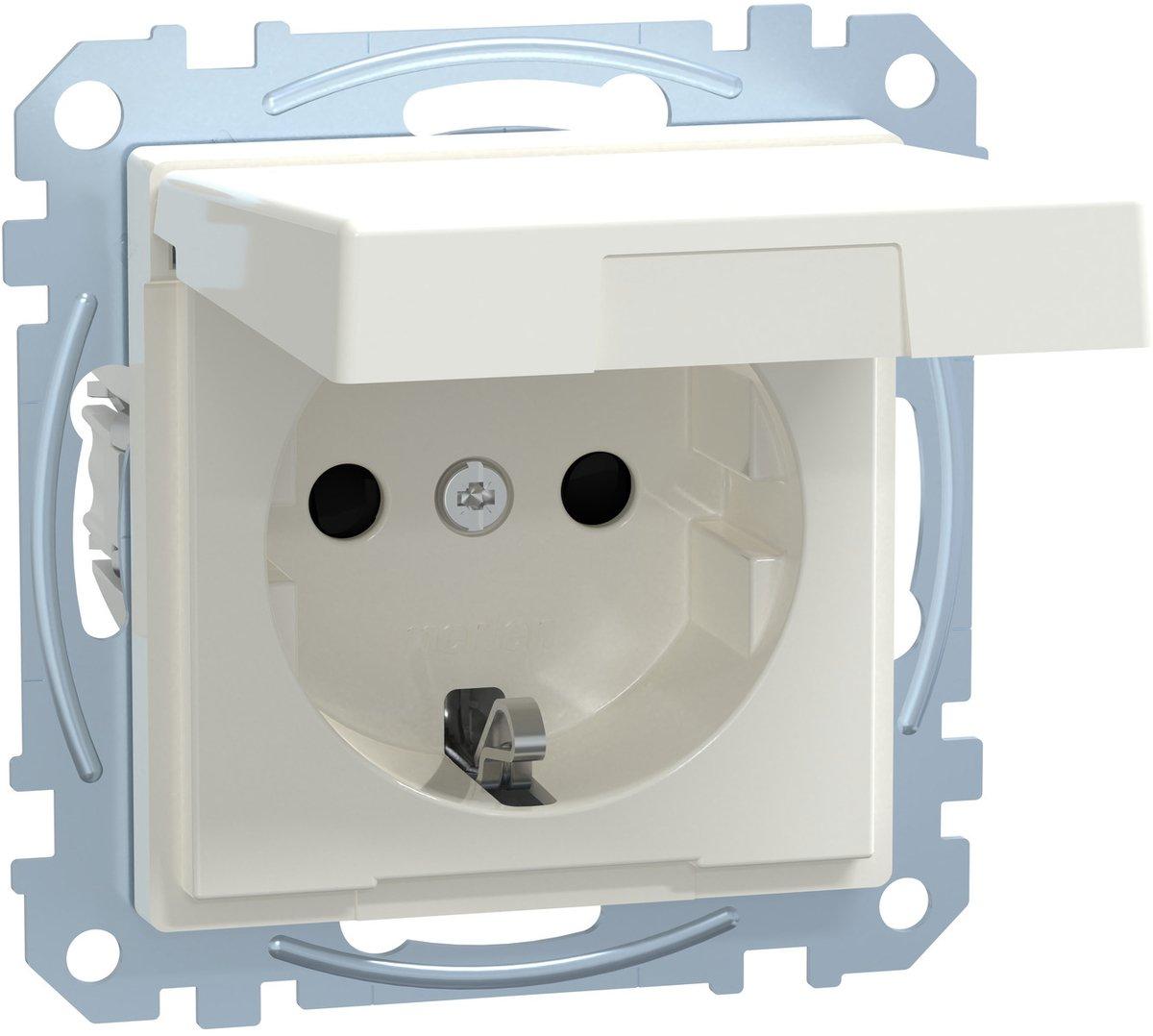 SCHUKO-Steckdose mit Klappd. IP44 BRS SK polarweiß glänzend