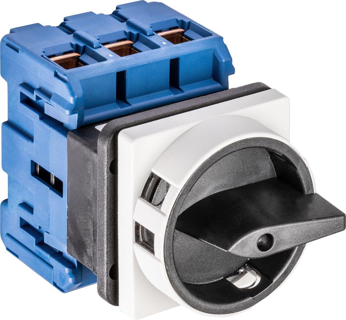 Hauptschalter 3polig 4-Loch-Befestigung Sperrvorrichtung grau-schw.