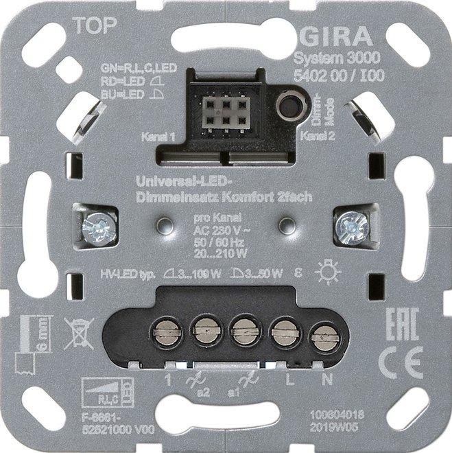 Universal-LED-Dimmeinsatz Komfort 2fach System 3000