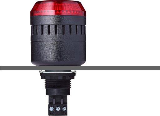 M22 Einbausummer mit LED Dauer-/Blinklicht rot/schwarz 24 V AC/DC