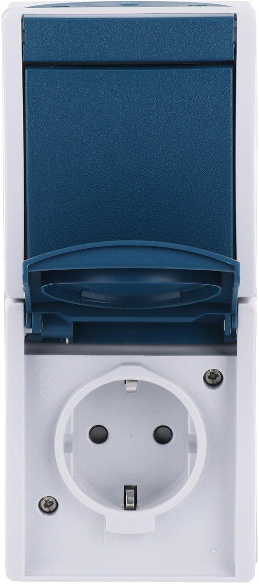 Kombination SCHUKO Safety+ mit Wippe Aus- und Wechselschaltung alpinweiß - ocean