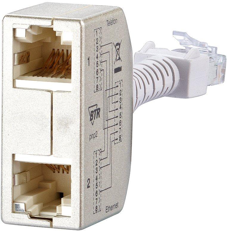 Kommunikationstechnik-Adapter Telefon - Ethernet Silber