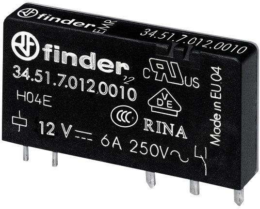 Steck- Printrelais elektromech. 1W 6A Spule 12V DC sensitiv Serie 34