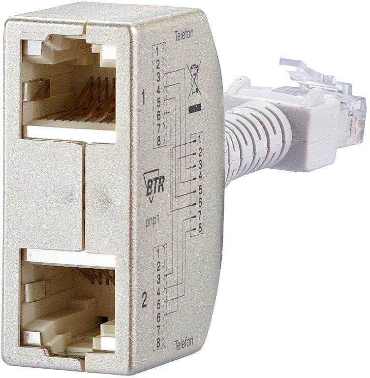 Kommunikationstechnik-Adapter 2 x Telefon Silber