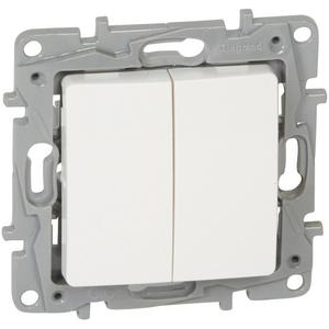 Niloe Doppelwechseltaster 6A ohne Spreizkrallen ultraweiß