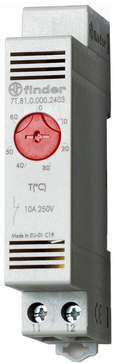 Thermostat 0 bis + 60°C für Schaltschrank 17,5 mm breit 1Ö 10 A