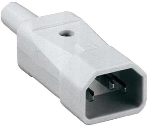 Kaltgerätestecker C14 10 A 70 ° grau