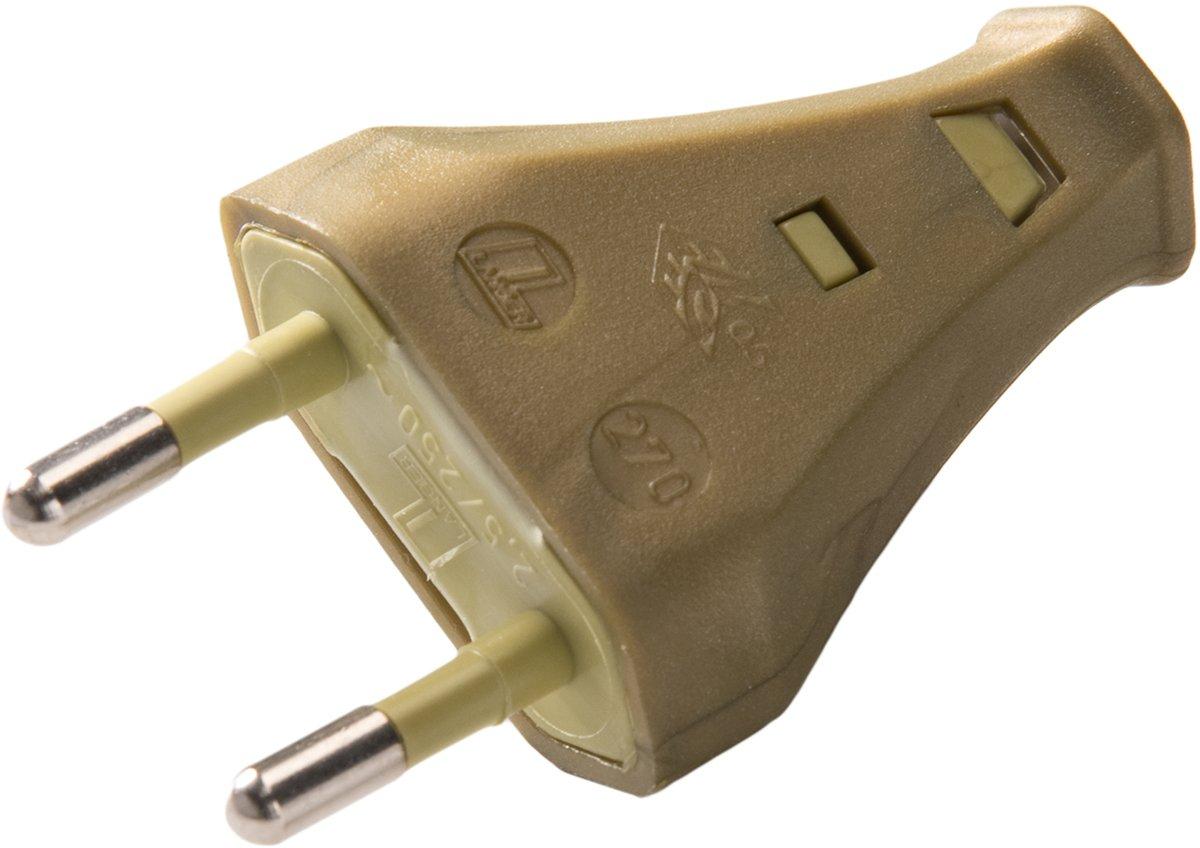 Euro – Stecker ohne Schutzkontakt gold