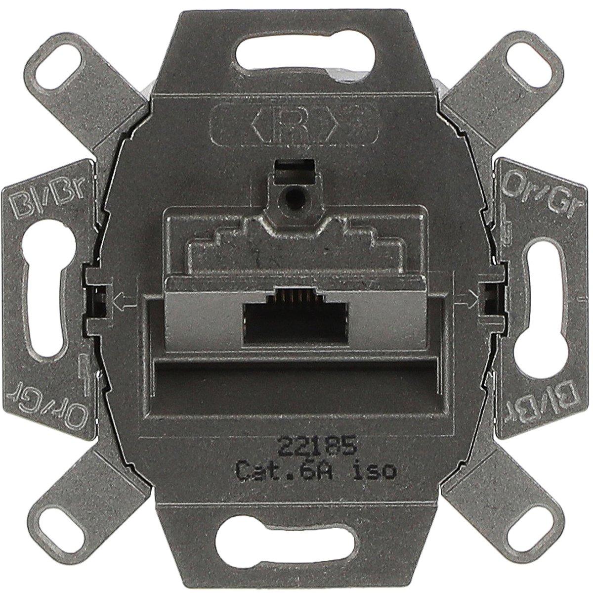 UAE Anschlussdosen-Einsatz  Cat 6a RJ45 8(8)-Stecker geneigt 1-fach grau