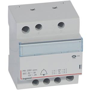 Klingeltransformator Prim.230V AC Sek.12/8V AC Strom 2/3A 24VA 4TE