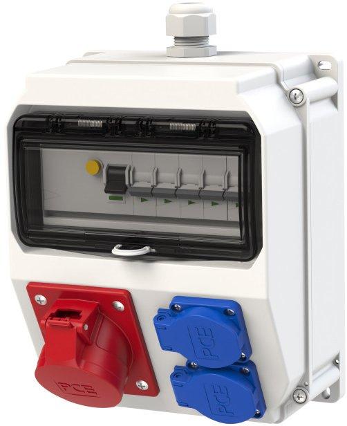 Kunstsoff Wandverteiler LOFER7 1 x CEE 2 x Schuko 3 LS 1 x Fi