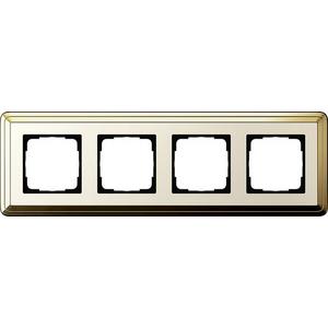 4-fach Abdeckrahmen für ClassiX Messing cremeweiß